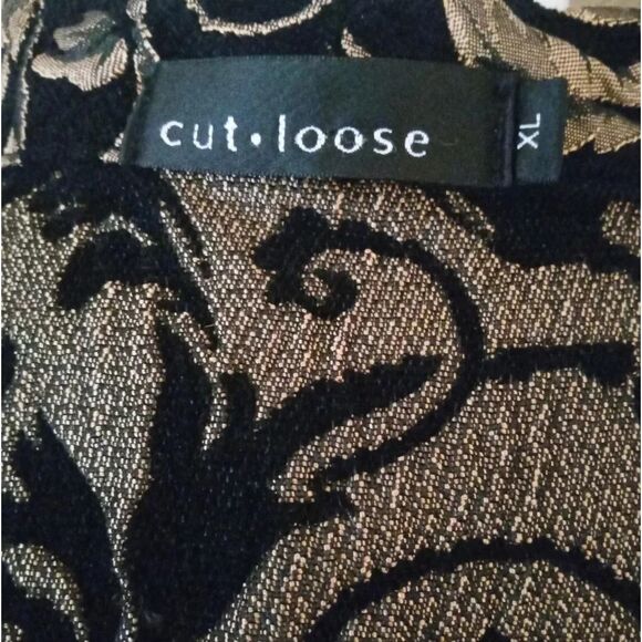 Cut Loose Black & Gold Tapestry Style 3 Button Closure Jacket Size XL - Picture 6 of 7